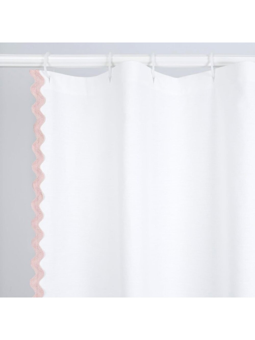 Textured Pink & White Scalloped Shower Curtain for Bathroom, 72x72 Inches